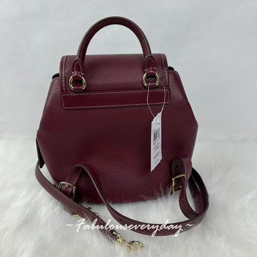 Coach Hadley Backpack In Leather Brass/Dark Wine CBH09 NWT - Picture 3 of 8